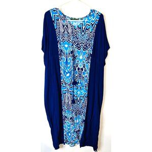 C. Wonder Womens Blue & White Abstract Print Maxi Dress XXSP